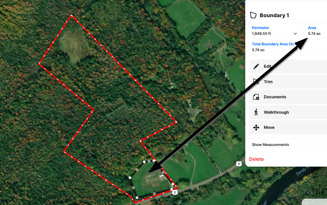 595 Aerial showing field acreage