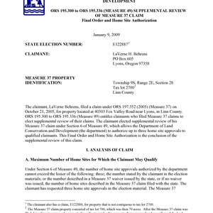 464 Measure 49 Approved Claim thumbnail