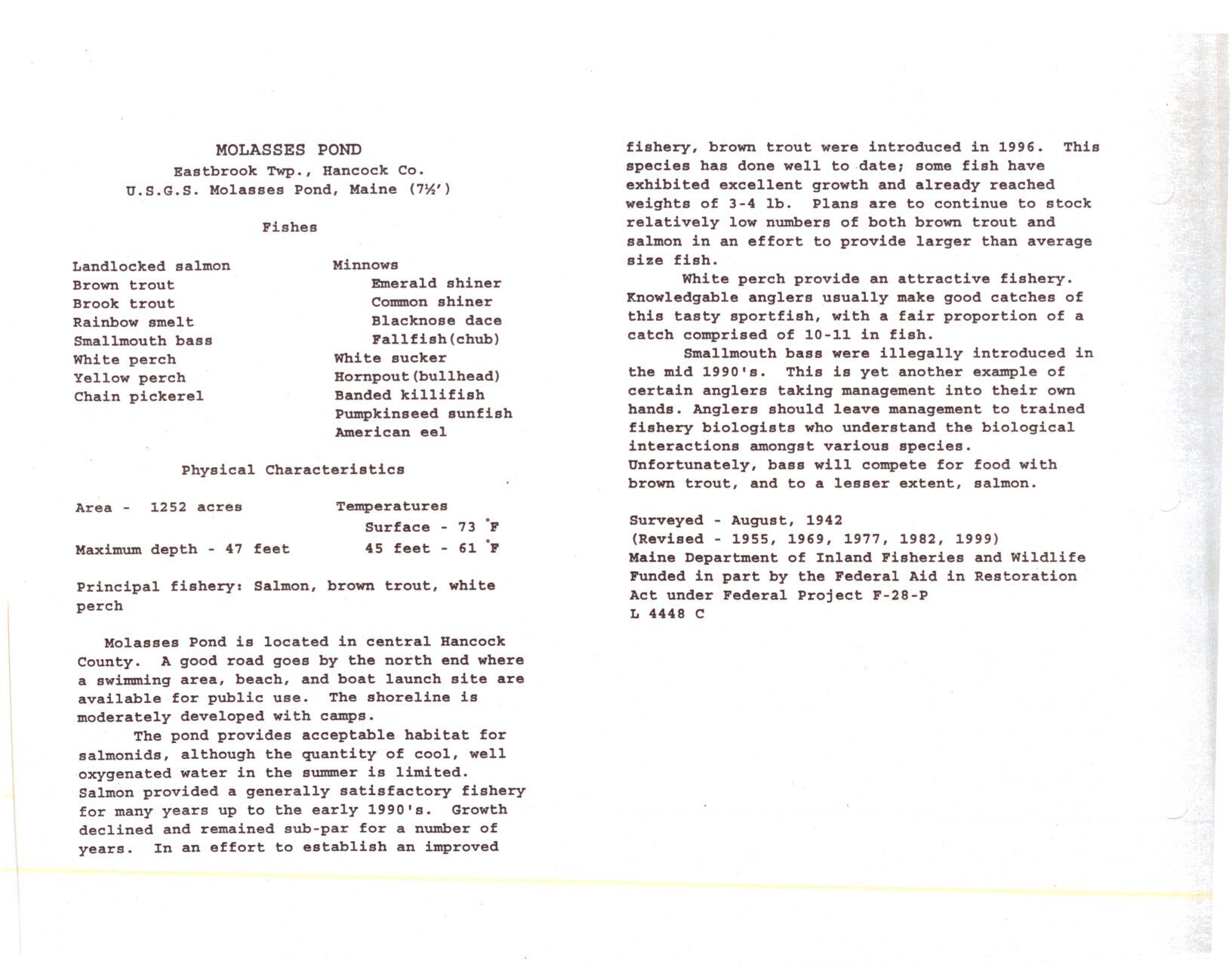 542 Molasses Pond Fishing depth map thumbnail