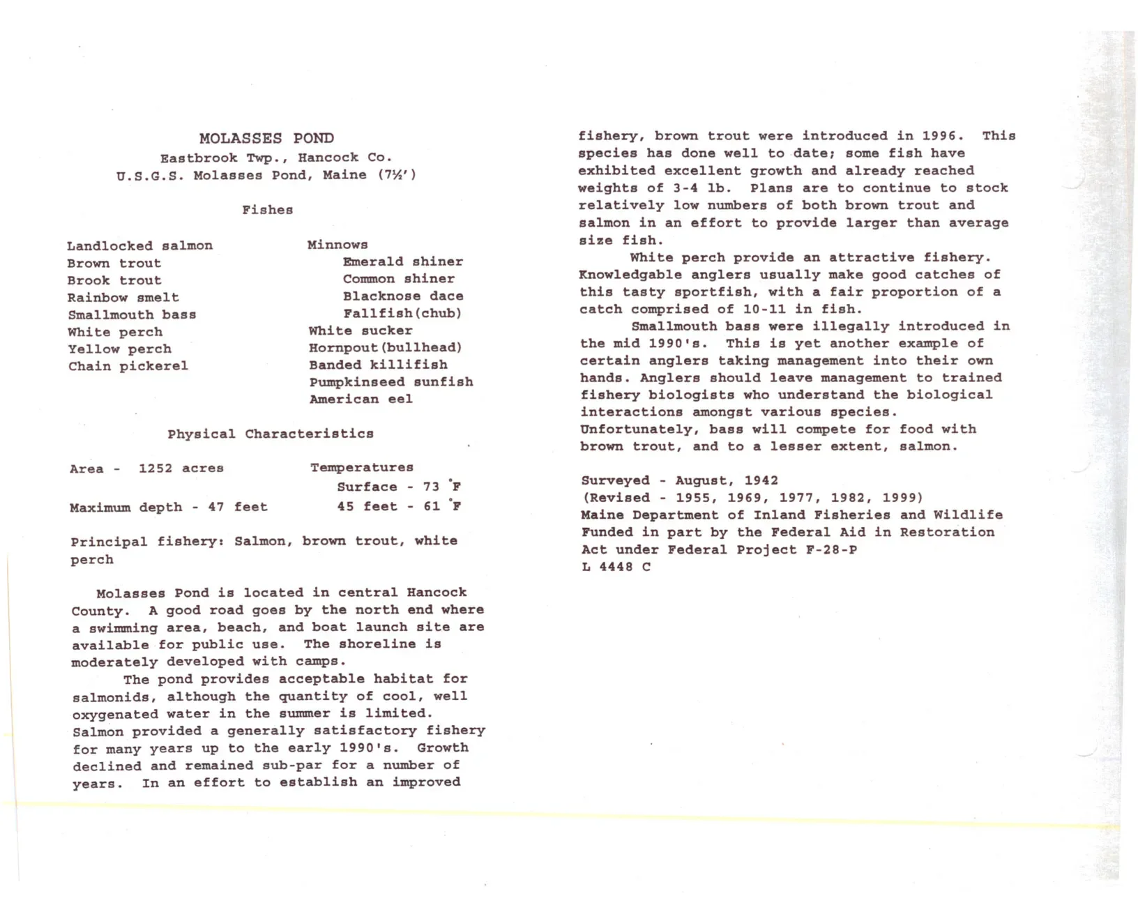 542 Molasses Pond Fishing depth map thumbnail