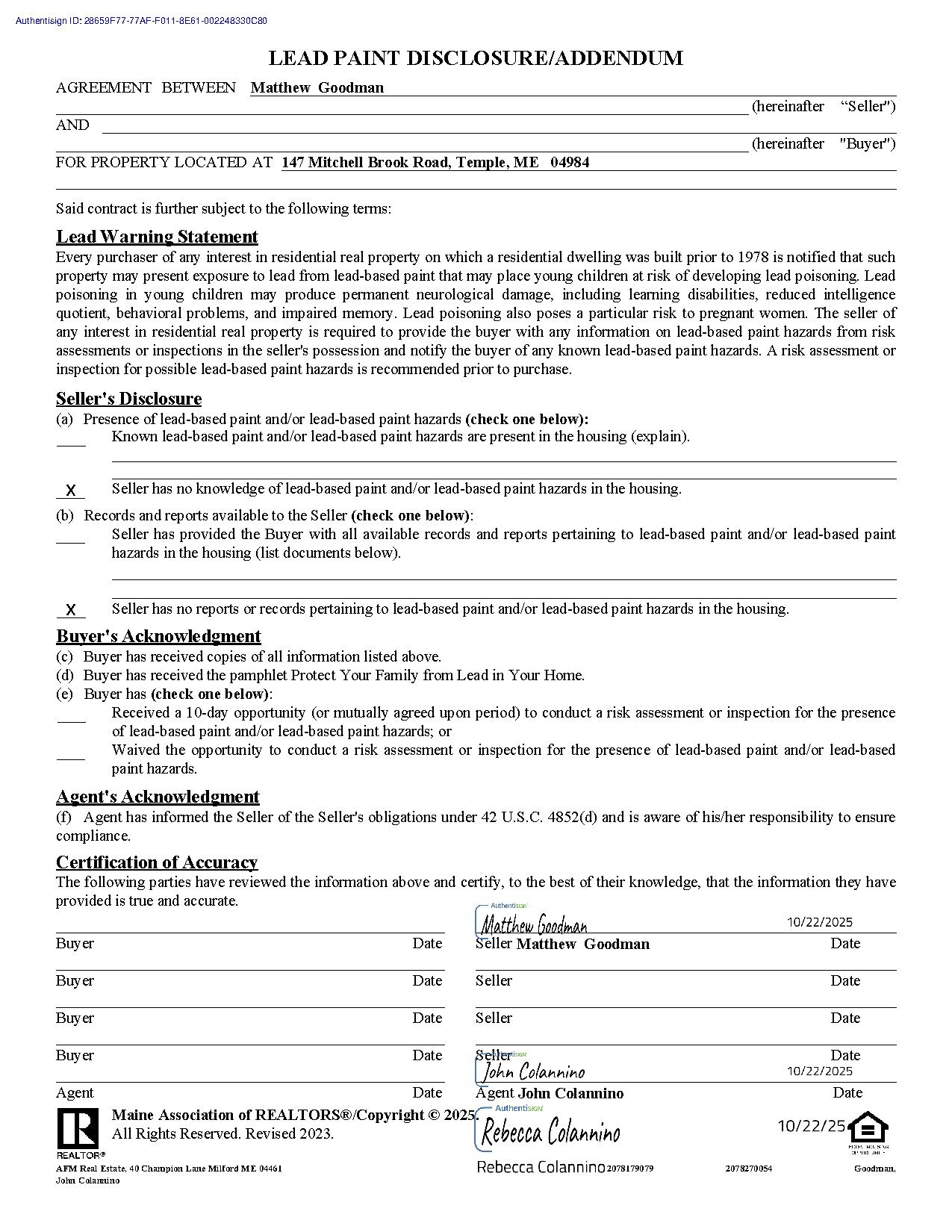 795 Goodman Lead Paint Disclosure Addendum Purchases 125 thumbnail