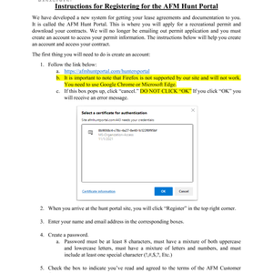 Registering for AFM Hunt Portal Instructions New User thumbnail