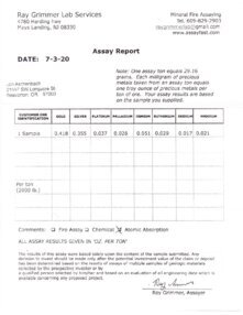 928 Lees Creek Assay Reports for May and July 2020 Thumbnail